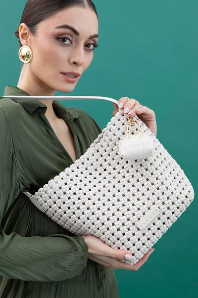 Sisley Geantă albă de umăr pentru femei SLY222
