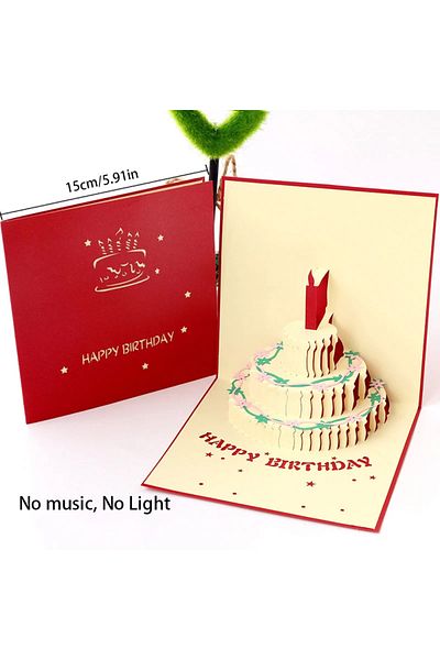 Choice Cake4 3D Light Music Birthday Card Pop Up Cake Creative Greeting Card Happy Birthday Party Gift Mess