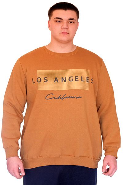 ModeXL Mode XL Ανδρικό φούτερ με λαιμόκοψη LOS ANGELES U24561 Camel