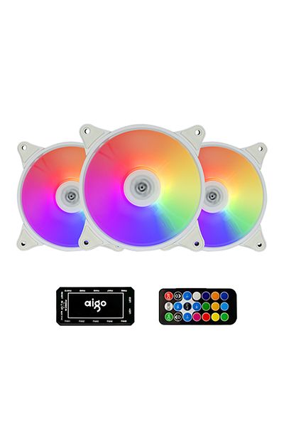 Aigo A-RGB WHITE white 3 fan set Aigo AR12 White 120mm PC Computer Case Fan Cooling Cooler 6PIN Adjustabl