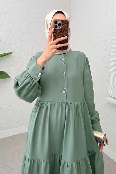 Salih Çelebi Χιτζάμπ με μισό κουμπί 2260 - MINT GREEN