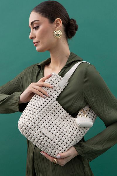 Sisley Geantă albă de umăr pentru femei SLY221