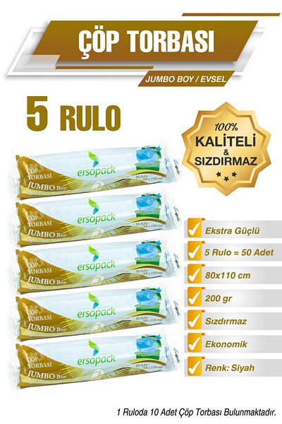 Ermet Ersopack Jumbo Size Garbage Bag 5 Rolls