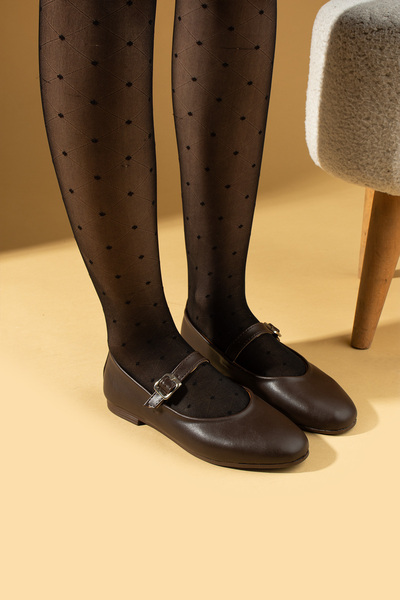 Pembe Potin Women's Ballerinas Brown Banded Lightweight Comfortable Sole Stylish Casual Shoes