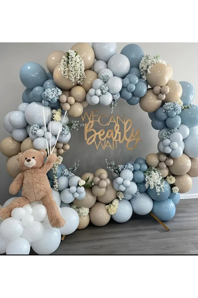 Çemrek Süs Parti Fırtına Mavi Deniz Kumu Cam MAvi Balon Zinciri seti 100 lü