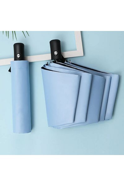 Choice SKY BLUE 8-Rib Automatic folding Umbrella - Compact, lightweight, durable, UV protection - rain and