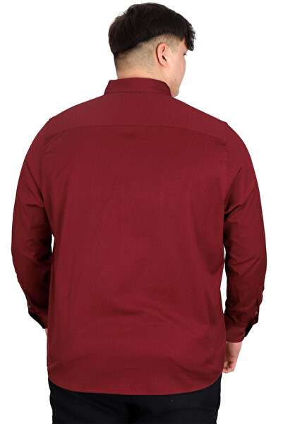 ModeXL Ανδρικό μακρυμάνικο πουκάμισο Oxford με τσέπη - Plus Size Plum OXFORD U20367
