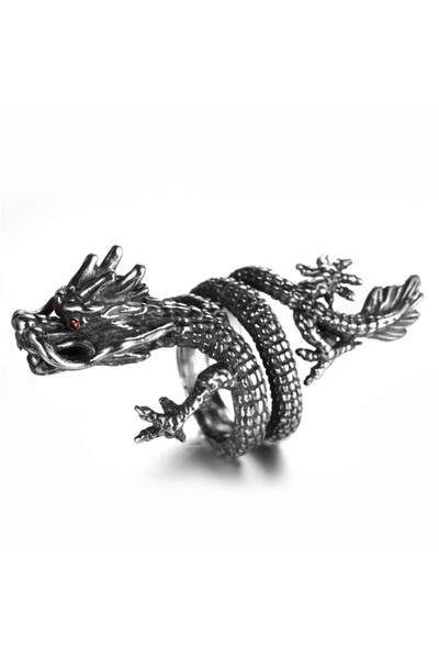 Choice خاتم قابل للتغيير الحجم C031 Jisensp Gothic Punk Dragon Ring للرجال بت...