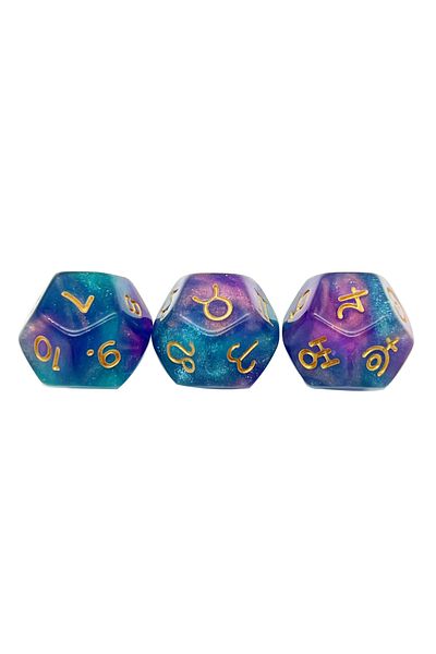 Choice 01 3Pcs Astrology Dice D8 D12 Tarot Dice Polyhedral Pearl Pattern Dice for Divination Astrology Taro