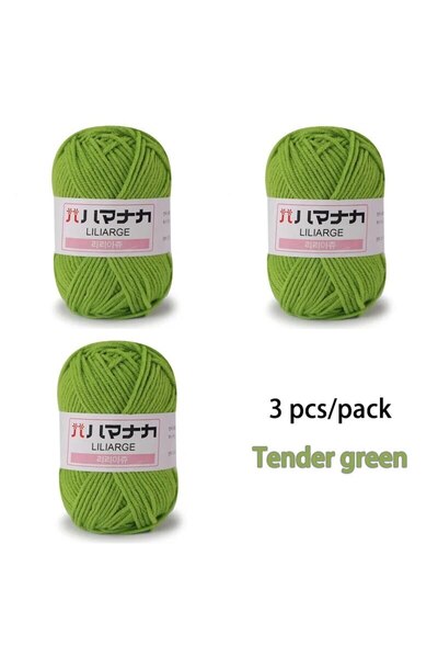 Choice 23 خيط صوف ناعم من القطن الناعم باللون الأخضر الفاتح، 3 قطع، خيط سميك من ألياف المخمل، هان