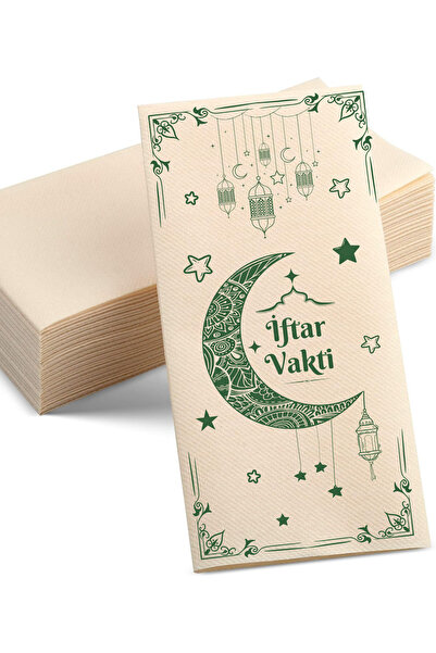 Dekals 25 Adet Ramazan Temalı İftar Vakti Baskılı Garson Katlama Kraft Kağıt ...