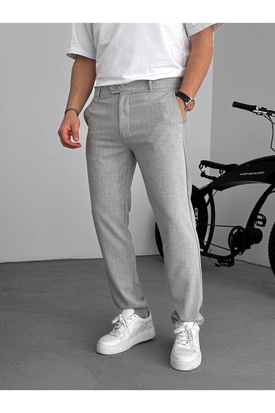 BYBASICMAN Gray Slim Fit Fabric Trousers Ke- Model