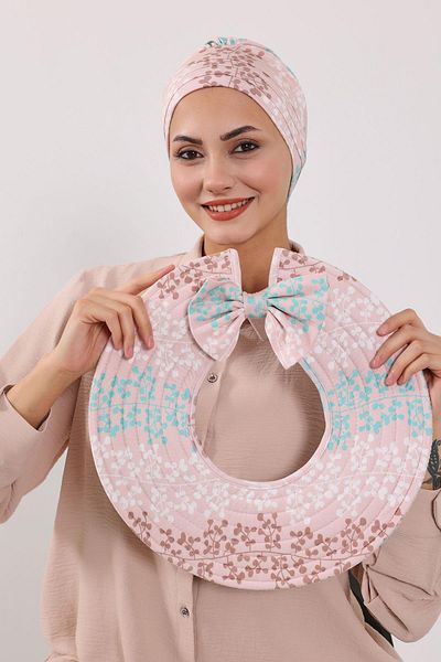 Aisha's Design Removable Bow Patterned Hat Bonnet Turban, S-4Yd