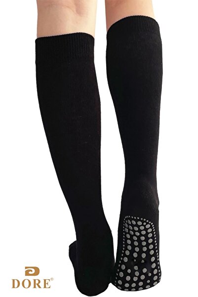 Dore Orijinal Unisex 2 Çift Kaydırmaz Hac Umre Tavaf İçin Dizaltı Model Kaymaz Taban Siyah Çorap