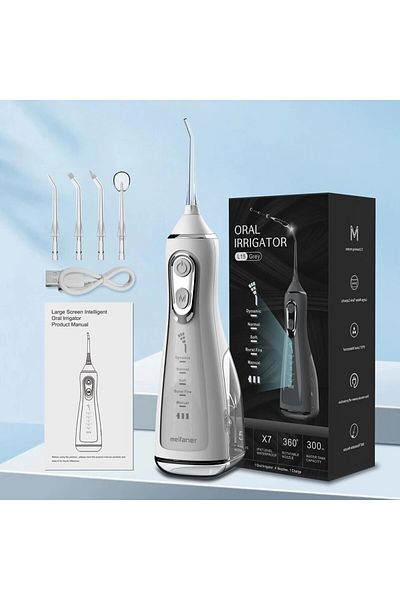 LISM WHITE Oral Irrigator Tooth Scaler 5-speed Adjustment Water Flosser Portable Dental Water Jet 350ML I