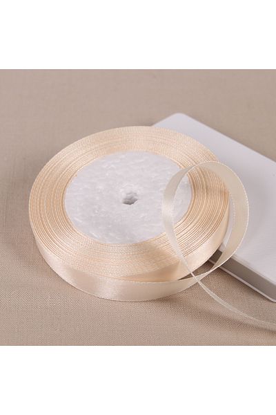 merylover Satin Ribbon 12mm beige 25 Yards 6/10/12/15/20/25/32/38/50/75mm Beige Color Polyester Satin Ribbon f