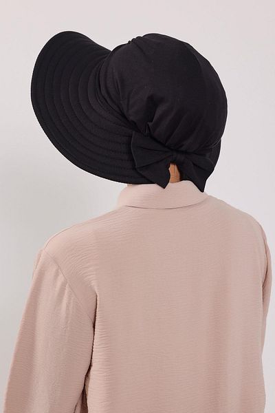 Aisha's Design عمامة بونيه من القطن الممشط قابلة للإزالة مع قبعة فيونكة في الخلف، S-4
