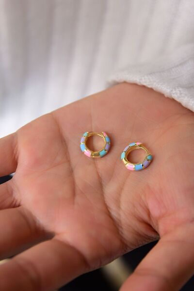 Papatya Silver 925 Ayar Gümüş Gold Kaplama Renkli Mineli Halka Küpe