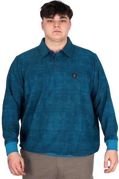 ModeXL Μπλούζα με λαιμόκοψη Turquoise Mode XL Plus Size Polo - Selanik U24440