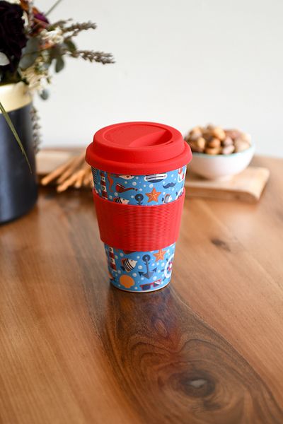 Hagen Portable Red Bamboo Cup Thermos Tea Cup Coffee Cup 400ml Natural Cup Environmentally Friendly