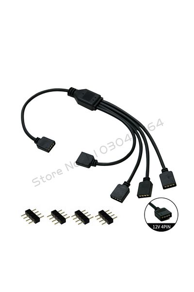 Choice موزع مزامنة RGB للوحة الأم 1-4 (4 سنون 12 فولت)، 12 فولت 4 سنون RGB / 5 فولت 3 سنون Argb Sync Hub تمديد نقل