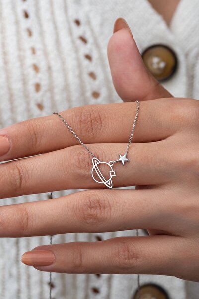 Papatya Silver Kadın Gümüş Rodyum Kaplama Gümüş Gezegen Kolye Uvps100866 925 ...