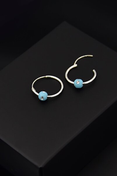 Papatya Silver 925 Ayar Gümüş Rodyum Kaplama Boncuklu Halka Küpe