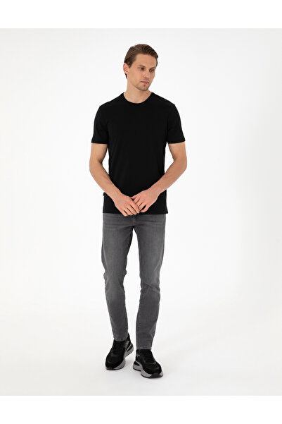 Pierre Cardin Siyah %100 Pamuk Slim Fit Bisiklet Yaka Basic Tişört 50306980-VR046