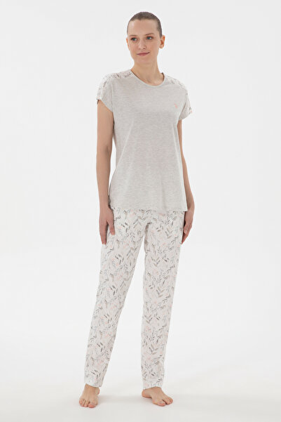 U.S. Polo Assn. طقم بيجامة إكرو للسيدات 50312907 -VR019