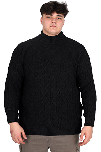 ModeXL Мъжки пуловер - Поло яка, Голям размер, Черен INFINITY 24212