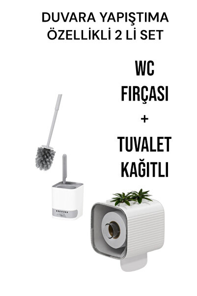 Citim 2 li set-Kendinden Yapışkanlı Tuvalet Kağıdı WC Kağıt Asacağı ve Banyo Lavabo Wc Temizleme Fırçası