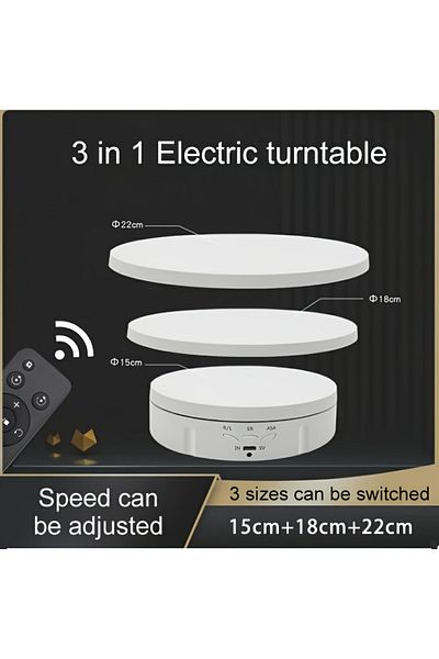 Choice 3 In 1 White Photography Turntable Electric Rotating Display Stand 360 Degree With Remote Control Mo