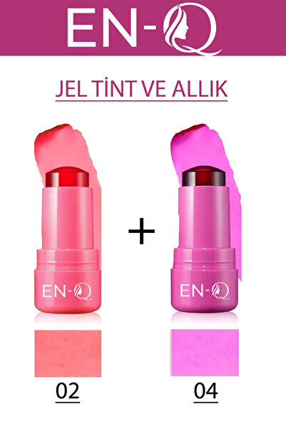 ENQ İkili Set JEL Lip To Cheek Tint Ruj Ve Allık 02 ve 04