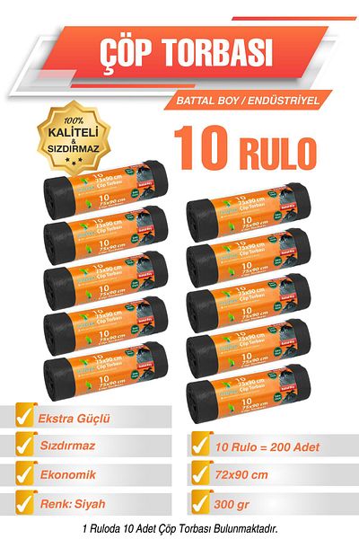 Ermet Ersopack Oversized Industrial Garbage Bag 10 Rolls