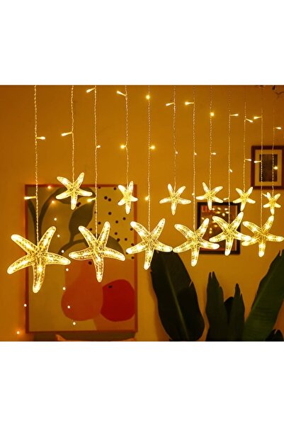 ÇİLEKHOMEAVM Deniz Yıldızi Perde Led Lamba, Sarı