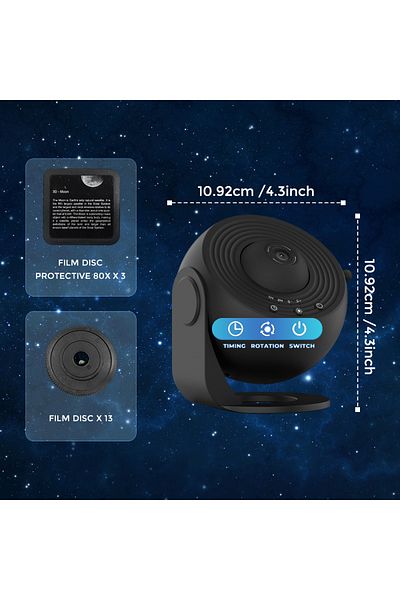 Choice USB Plug pure black Mexllex HD Starry Sky Globe Galaxy Projection Night Light, White Planetarium LED