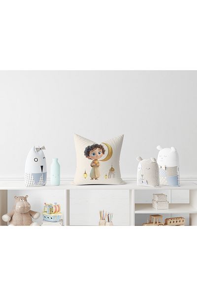 Filamente Ramadan Patterned Children's Themed Double Sided Digital Printed Throw Pillow Cover - Ramadan