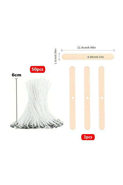 Choice 6cm 53pcs Candle Wicks Holder Waxed Cotton Candle Wicks Set with Stand...