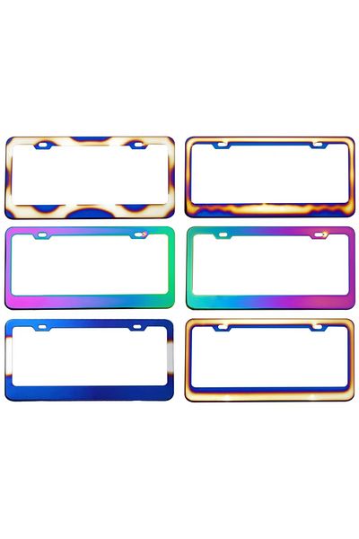 Choice Random 1PCS Universal License Plate Frame Colorful License Plate Frame Stainless Steel Art Craft Alu
