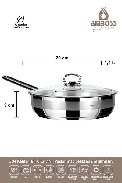 Amboss Milano 4 Piece Stainless Steel Pan Set with Cover