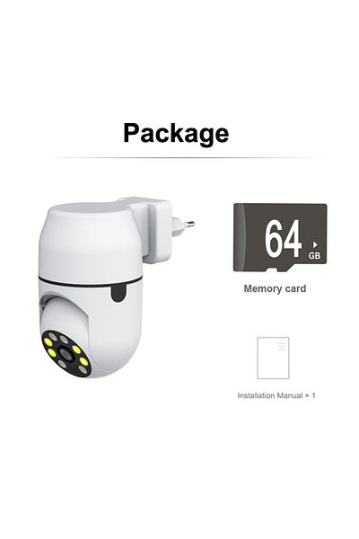 JIENUO 3.6mm Eu Plug Whit 64g Card Tuya Ptz Ip Camera Wireless Human Auto Tracking Cctv Security Surveillan