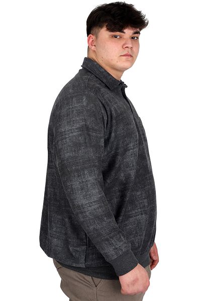 ModeXL Ανδρικό φούτερ με λαιμόκοψη Polo - Μεγάλο μέγεθος, εμπριμέ, Thessaloniki U24440 Antramelange
