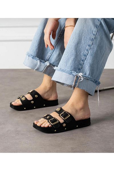 Lion Orthopedic Insole Double Buckle Gold Accessory Slippers