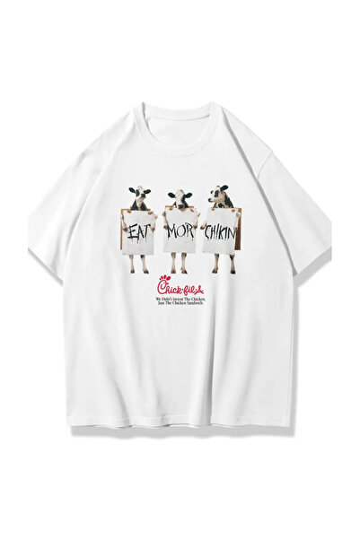 weywot Λευκό μπλουζάκι Unisex "Eat More Chickin".