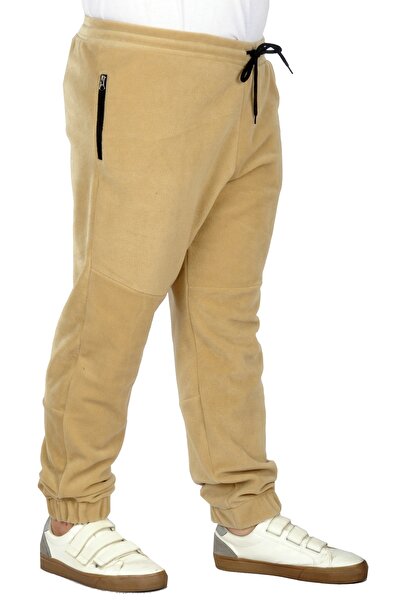 ModeXL Mode Xl Large Size Fleece Ανδρικό Φούτερ με τσέπες με φερμουάρ 22500 Μπεζ