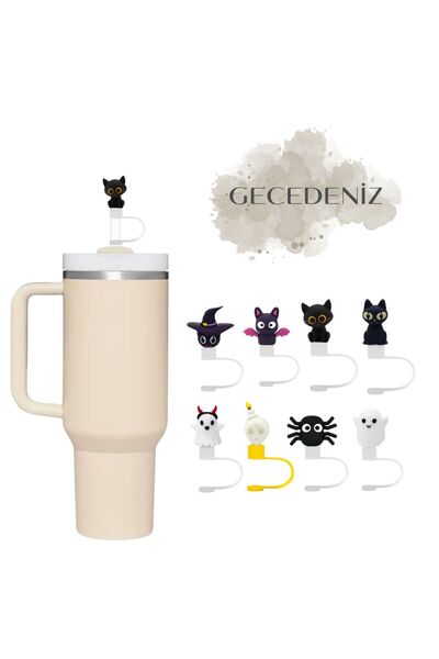 GECEDENİZ Pipet Tıpası Termos Korku Temalı Üç Boyutlu