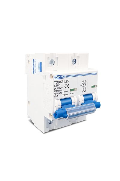 TOMZN قاطع دائرة 80A 2P DC MCB 600V 125A 100A 80A لنظام PV منحنى C مفتاح رئيسي للبطارية