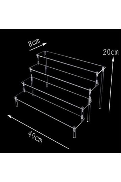 Choice 40x8x20cm 4 Tier 1-4 Tier Acrylic Display Stand Durable Display Rack For Cupcake Perfume Doll Transp