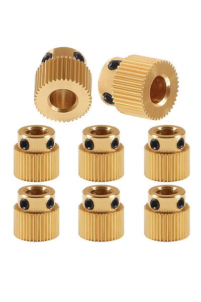 AOKIN 8pcs 8PCS Mk7 MK8 Extrusion Gear 40 Tooth Teeth 5mm Bore Brass Drive Gear Feeding Gear Wheel for Ane