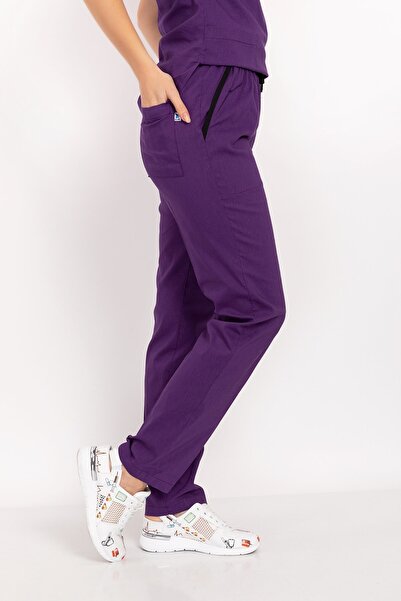 Nur Medikal Giyim Pantaloni chirurgici unisex din tericoton violet închis, un...